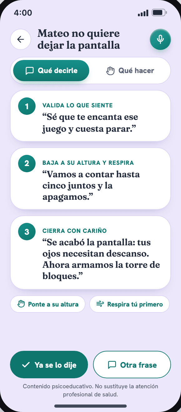 Qué decirle y qué hacer: tres frases para calmar una rabieta