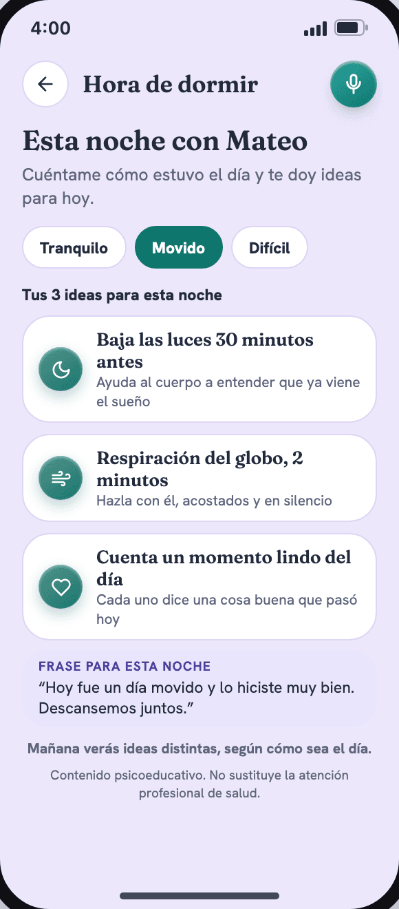 Ideas para esta noche según cómo estuvo el día